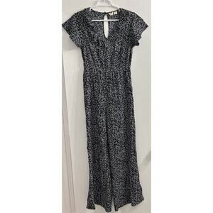 ROXY Mesa Morning Short Sleeve Jumpsuit Pants XS Black White Wide‎ Leg